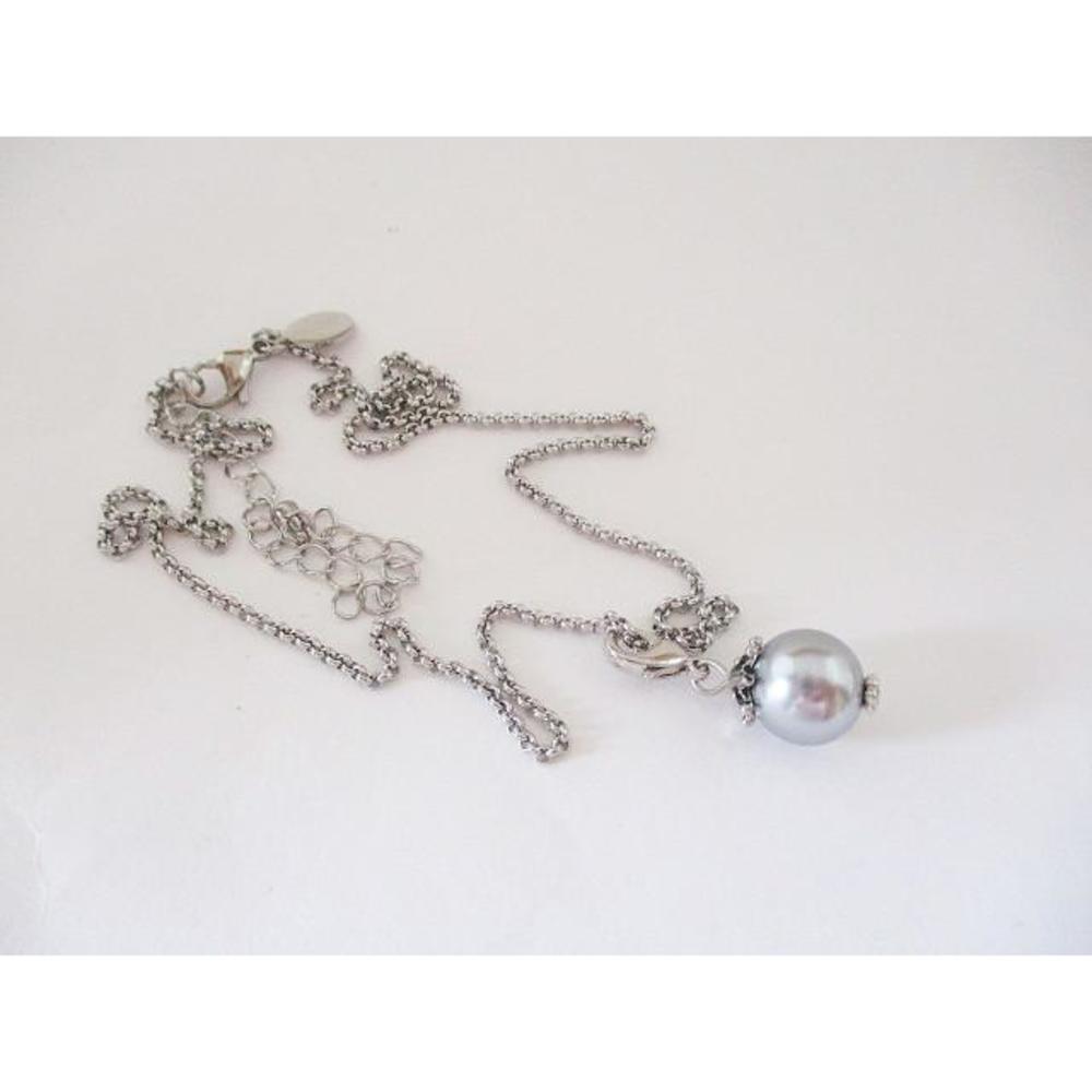 South Hill Designs 18" Necklace plus Extender with Silvertone Pearl Charm